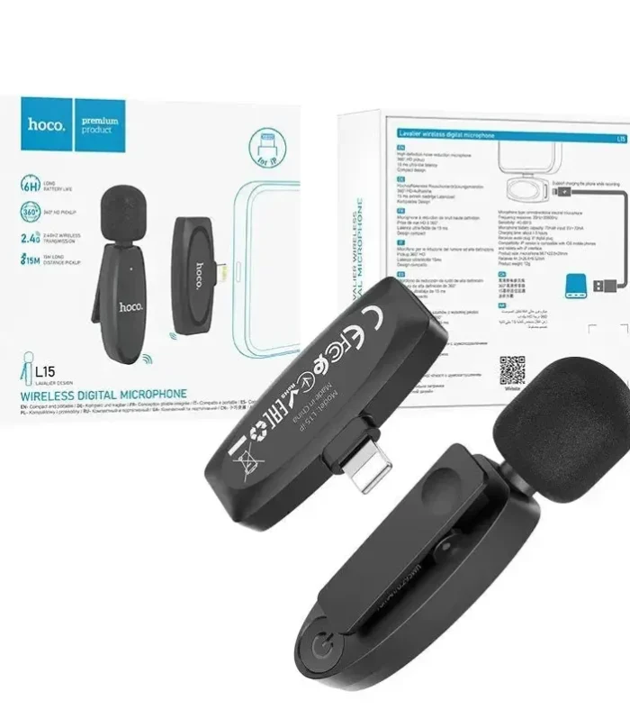 Hoco L15 Lightning Crystal Lavalier Wireless Digital Microphone
